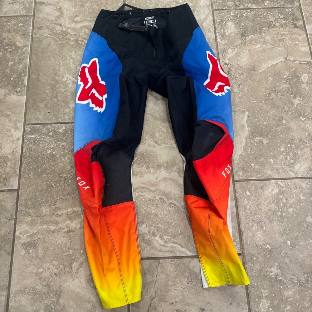 Fox Racing 180 Motocross Pants Youth 28 Blue Red‎ Orange Yellow 24624 Kids